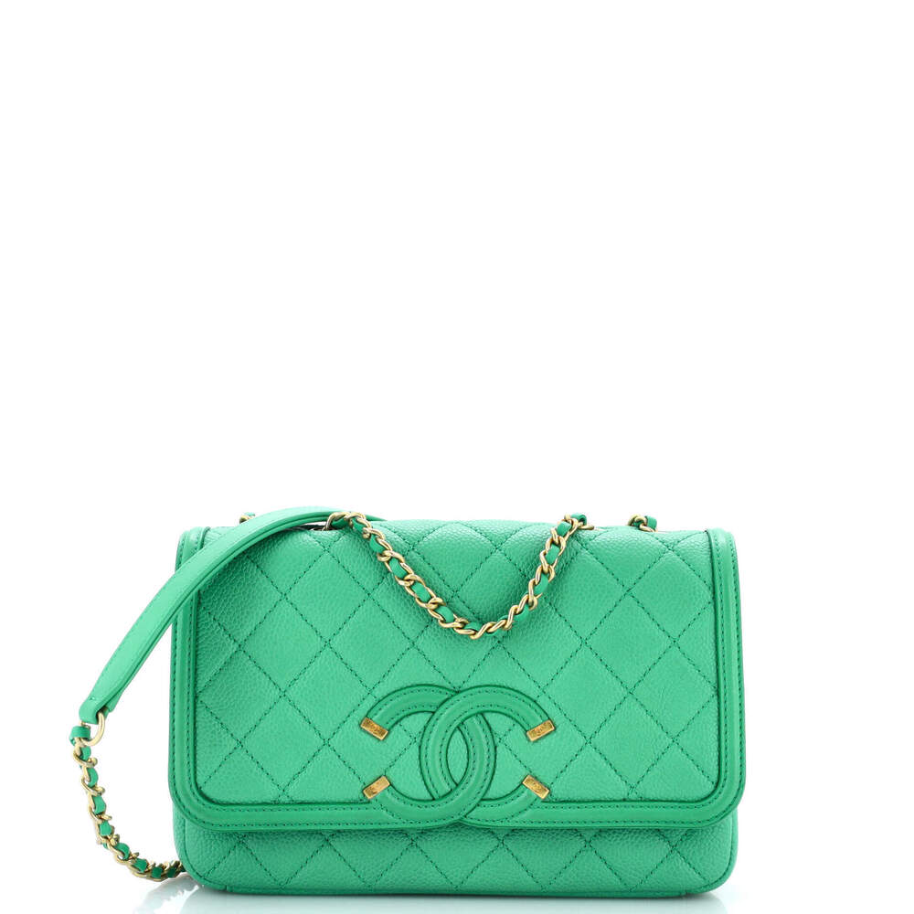 Chanel Small Filigree Flap Bag Quilted Caviar